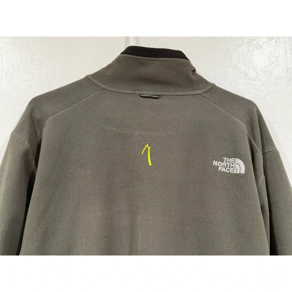 The North Face Mens Full Zip Fleece Jacket Olive Green Black Mock Neck Large